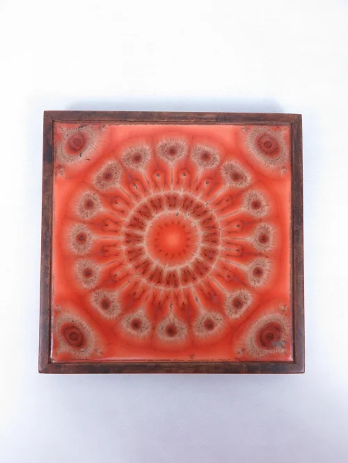 Bild 2 von 70er Kachel Untersetzer, Rot Orange