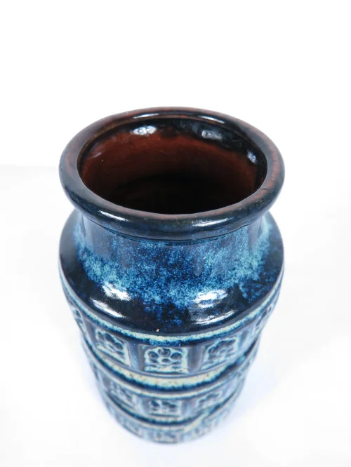 70年代の陶器の花瓶、ダークブルー | Johnny-Tapete