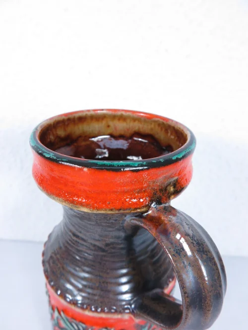 Bild 5 von 70er Vase mit Henkel, Bay Keramik, Orange