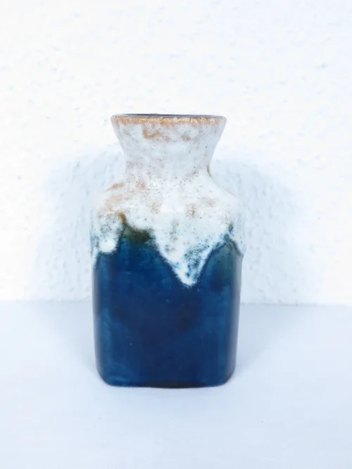 70er Keramik Vase, rechteckig