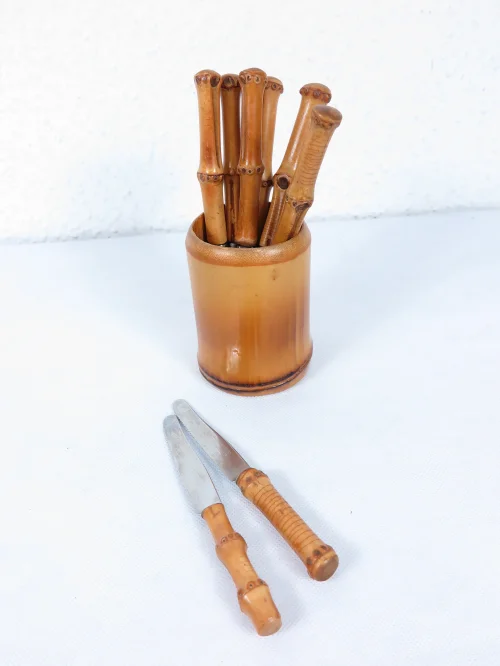 Bild 2 von set of 50 fruit knives in holder, bamboo fruit knives