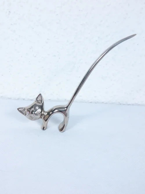 70er  Katze Figur Metall