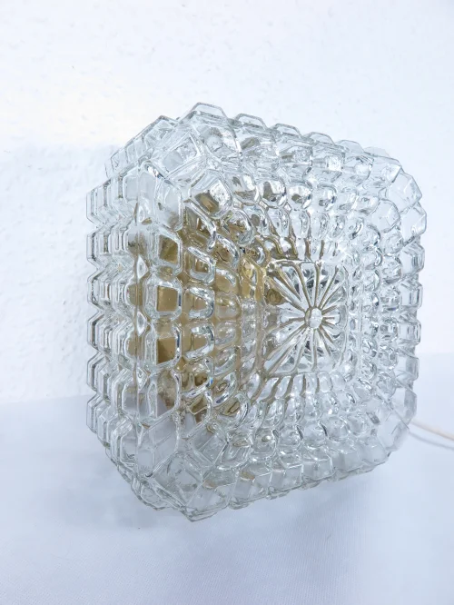 70er Wandlampe Glas eckig