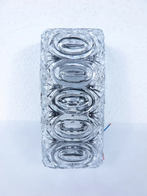 70er Wandlampe, Glas eckig