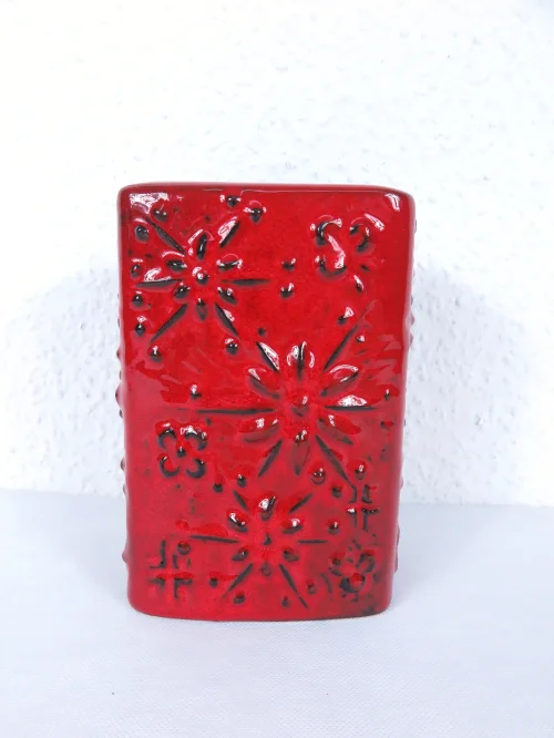 70er Vase Rot, Scheurich Keramik