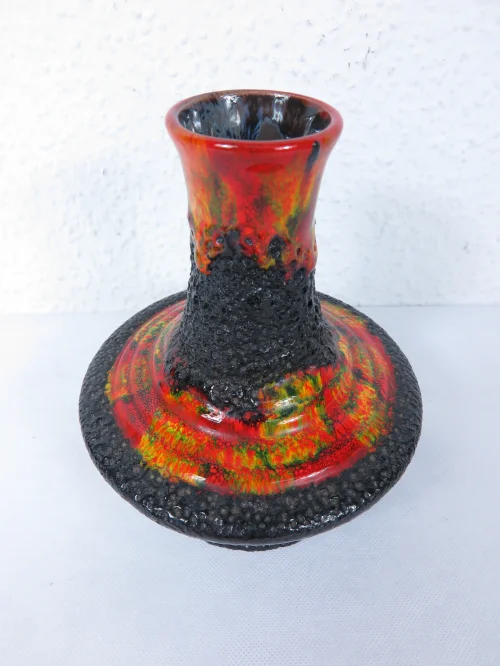 Bild 2 von 70er Vase Orange, Lava Optik