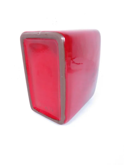 Bild 4 von 70er Vase eckig mit Henkel rot