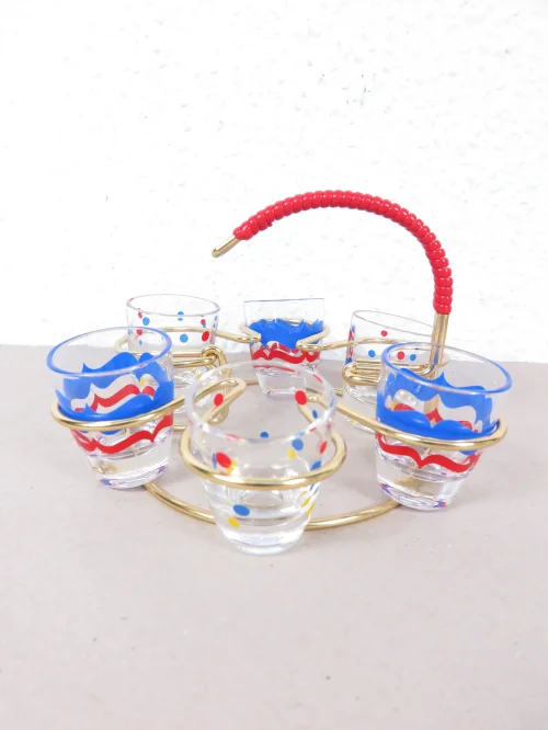 60er Schnapsgläser Set mit Halter