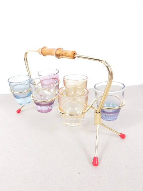 Bild 1 von 50er Schnapsgläser Set Pastell mit Ständer