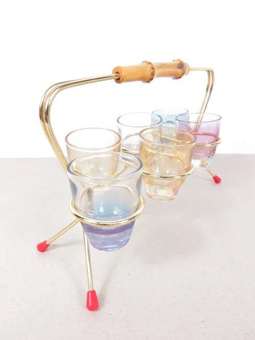 Bild 2 von 50er Schnapsgläser Set Pastell mit Ständer