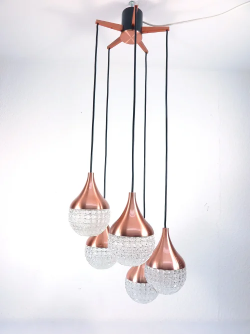70er Pendel Leuchte, Kaskardenlampe