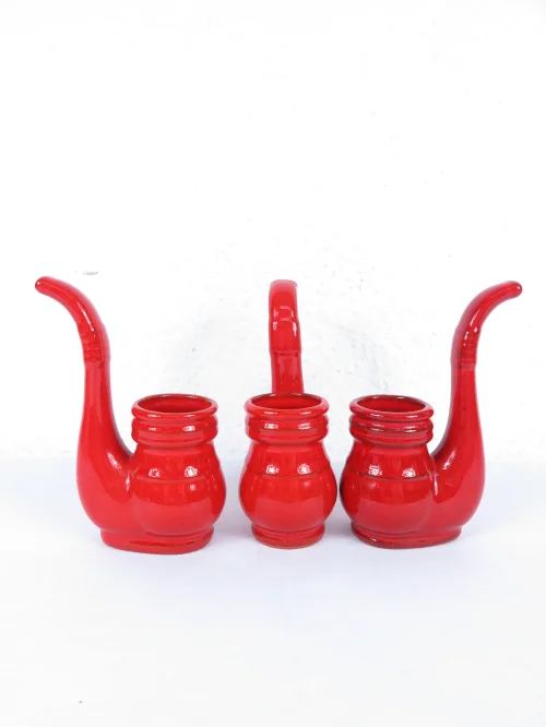 Bild 1 von 70er Schnaps Pfeifen Set Rot