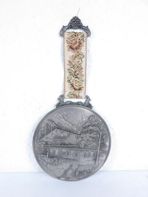 70er Zinnteller , WMF Serie "Bauernhäuser", Oberbayern