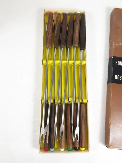 Bild 7 von 70er Fondue Set, Fonduetopf mit Fonduegabeln Rot Orange