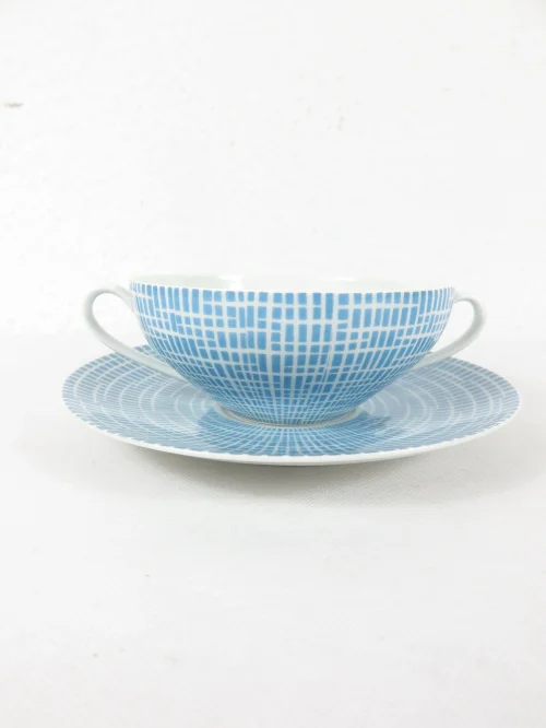 Bild 1 von 50er ARZBERG Bastdekor Suppentasse blau