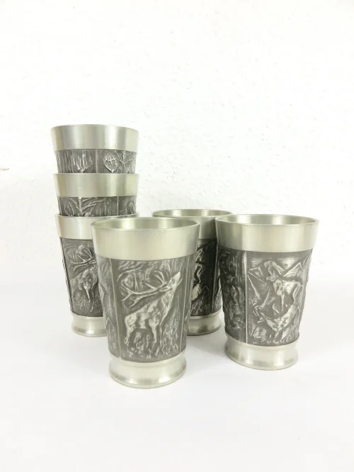 Bild 1 von 70er Zinnbecher, Bierbecher, Jagtmotive