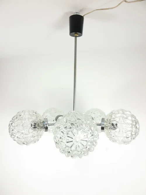 70er Deckenlampe mit 5 Kugeln, Kugellampe