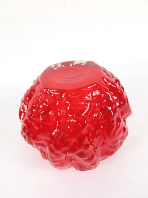 Bild 3 von 70er Kugelvase, Glasvase Rot, Glashütte Ingrid Kristal