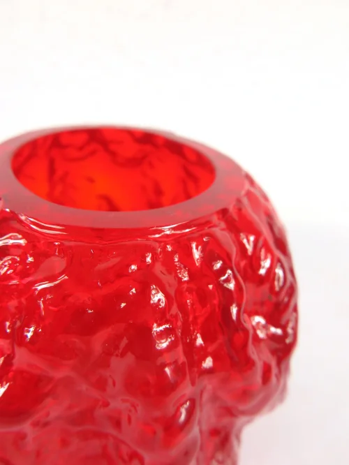 Bild 4 von 70er Kugelvase, Glasvase Rot, Glashütte Ingrid Kristal
