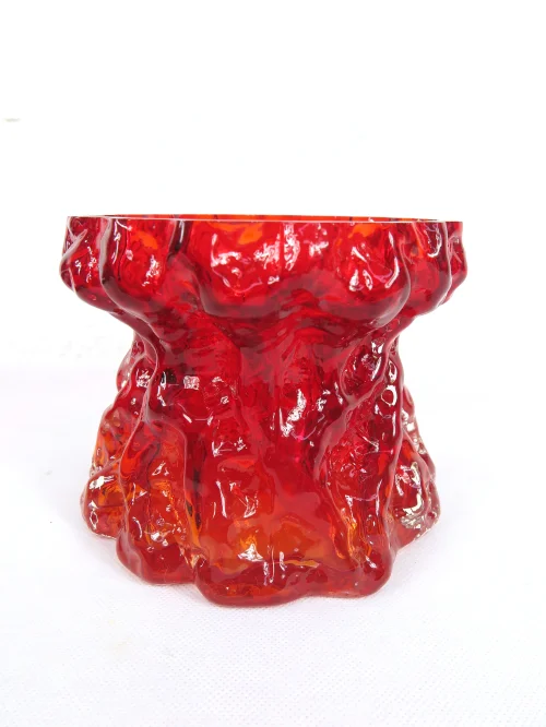 70er Glasvase Rot, Ingrid Kristal