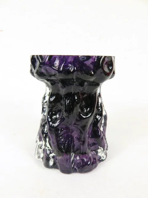 70er Glasvase Violett, Ingrid Kristal, Rock Cristal Range Vase