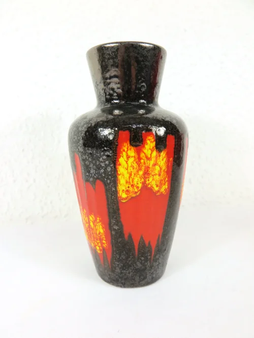 70er Keramik Vase Orange, Scheurich