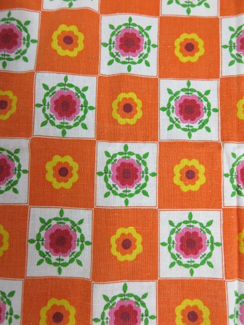 70er Gardine Orange Prilblümchen
