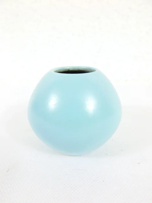 50er Minivase hellblau, kleine Keramik Vase