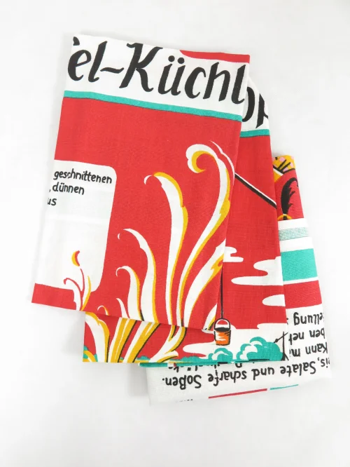 70er Geschirrtücher mit Rezepten