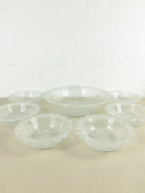 Bild 1 von 70er Bubble Glas Schale mit 6 Dessertschalen