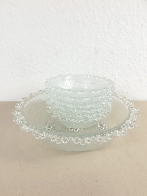 Bild 3 von 70er Bubble Glas Schale mit 6 Dessertschalen