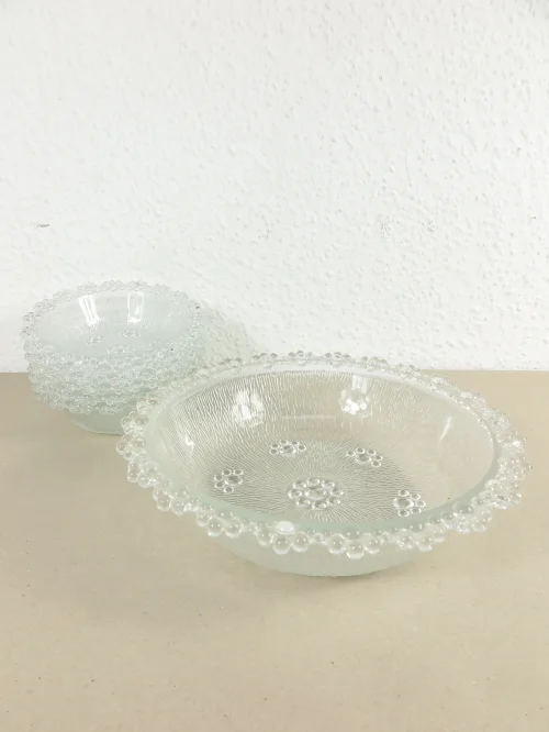 Bild 4 von 70er Bubble Glas Schale mit 6 Dessertschalen