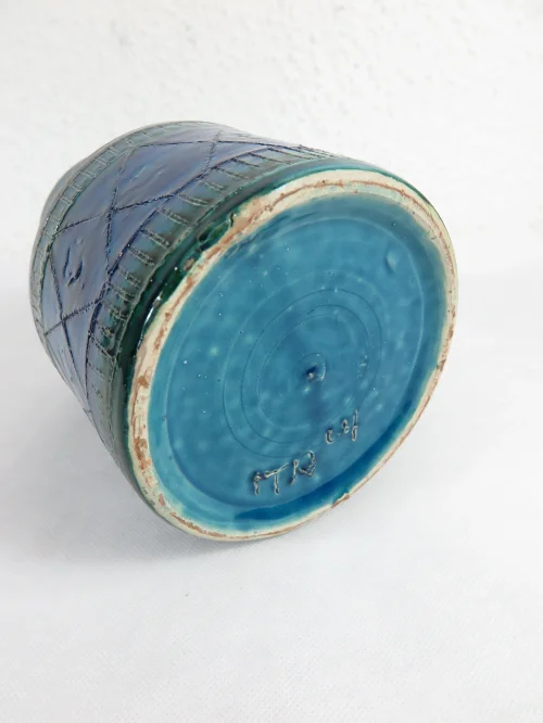 Bild 4 von 70er Keramik Vase blau, italienische Töpferei Bitossi