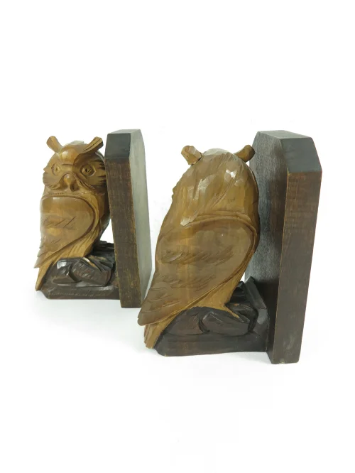 Bild 4 von 50er Buchstützen Eule, Handgeschnitzt