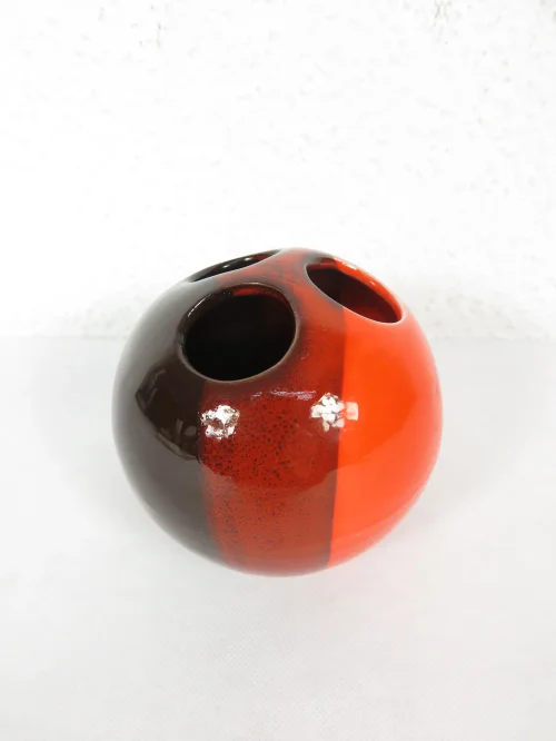 Bild 2 von 70er Blumenvase, Steckvase Orange