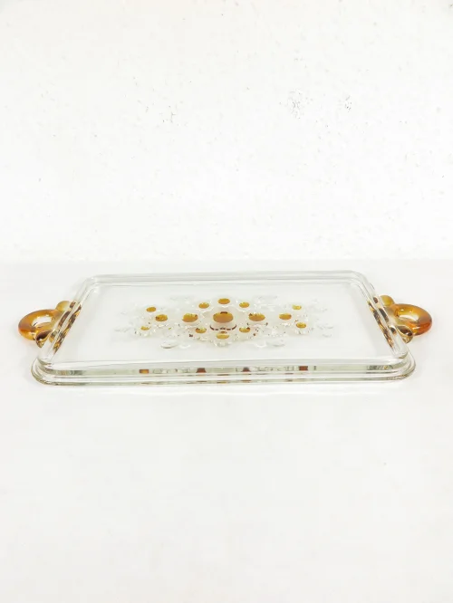 70s cake plate glass, cold cuts plate