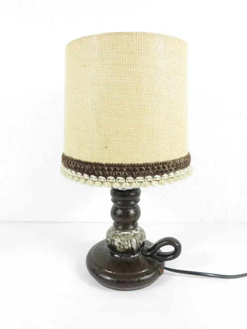 70er Tischlampe PAN  mit Keramikfuß