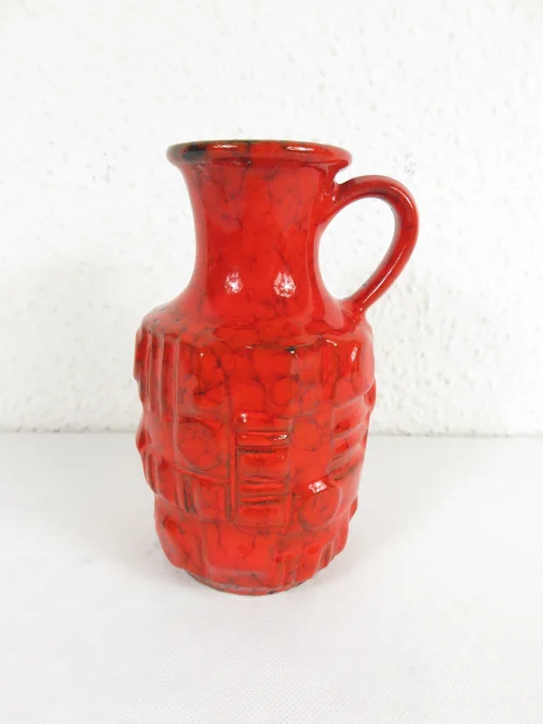 Bild 1 von 70er Keramik Vase Rot, Vase mit Henkel