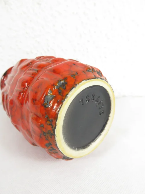 Bild 4 von 70er Keramik Vase Rot, Vase mit Henkel