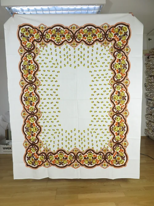 70er Tischdecke Orange, Gelb