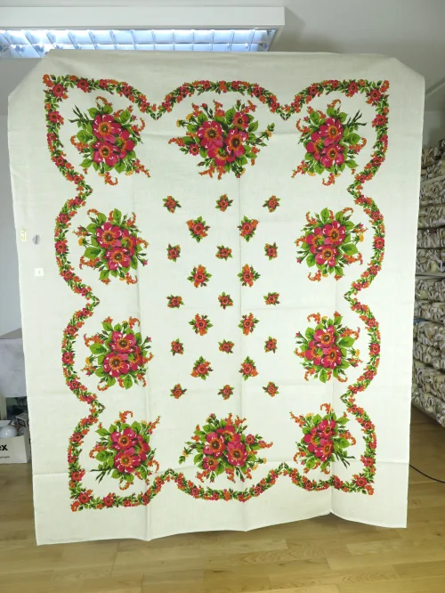70er Tischdecke, Halbleinen mit Fleckenschutz