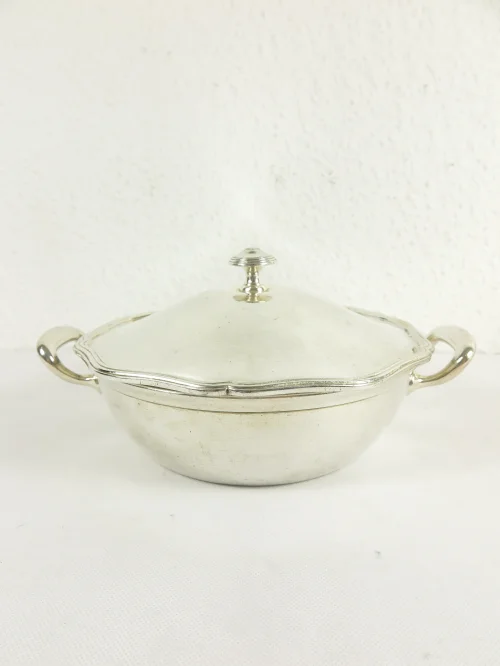 50er Servierschale, Terrine  mit Deckel, Silber WMF ALPACCA, Hotelsilber