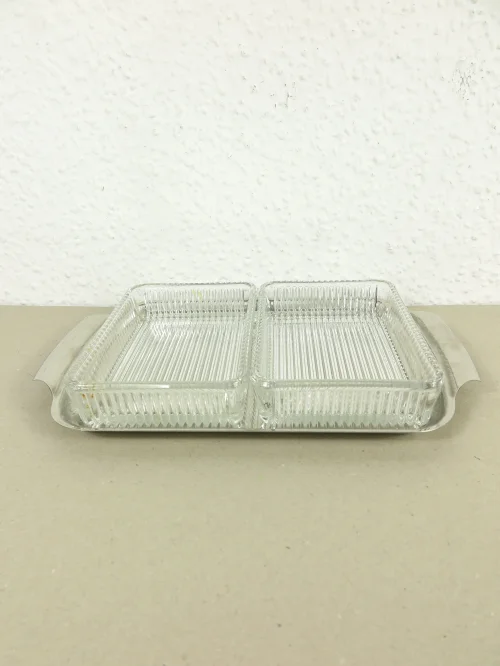 Bild 1 von 70er Kabarett, Servierschälchen auf Chromtablettt