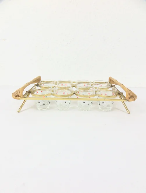 Bild 1 von 50er Schnapsset mit Halterung, Kartenspielr Design