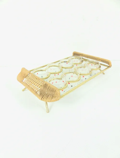 Bild 2 von 50er Schnapsset mit Halterung, Kartenspielr Design