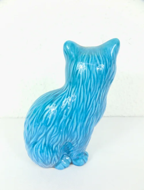 Bild 2 von 70er Porzellan Katze, Türkis