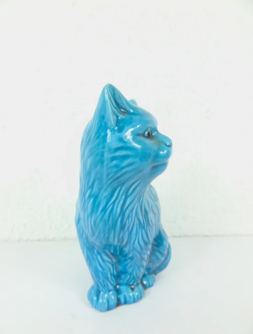 Bild 3 von 70er Porzellan Katze, Türkis