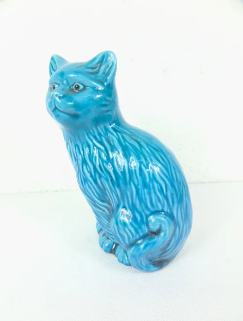 Bild 4 von 70er Porzellan Katze, Türkis