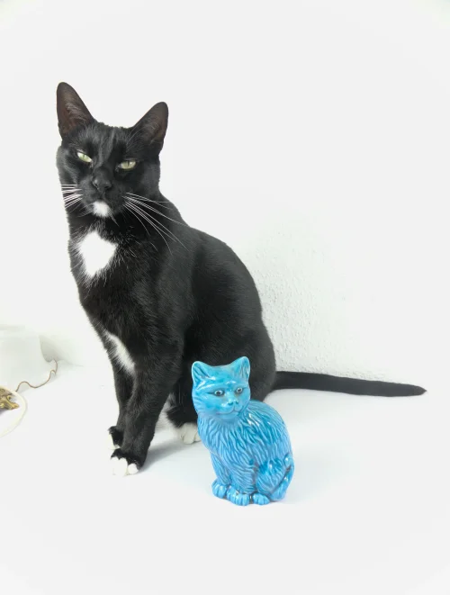 Bild 6 von 70er Porzellan Katze, Türkis