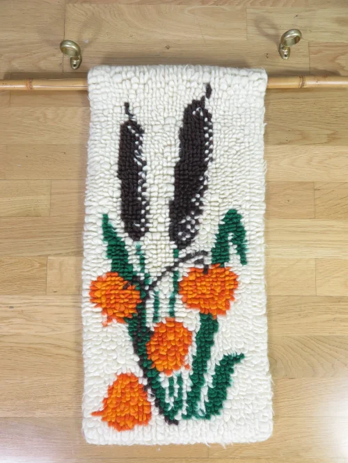 70er Knüpfteppich, Gobelin, Wandteppich